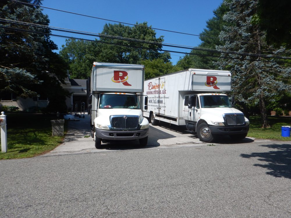 Two of our truck at a job in Havertown, PA