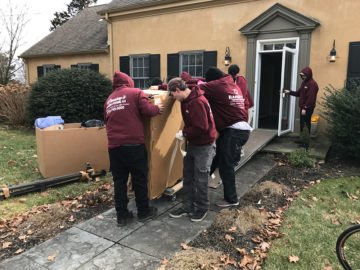 Carrying the marble slate to the truck