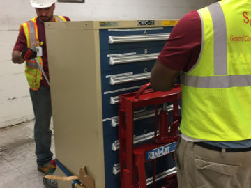 Moving Auto Parts Cabinets